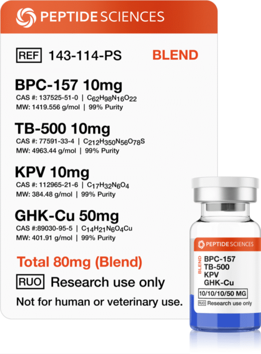BPC-157, TB-500, KPV, GHK-Cu 80mg (Klow Blend)